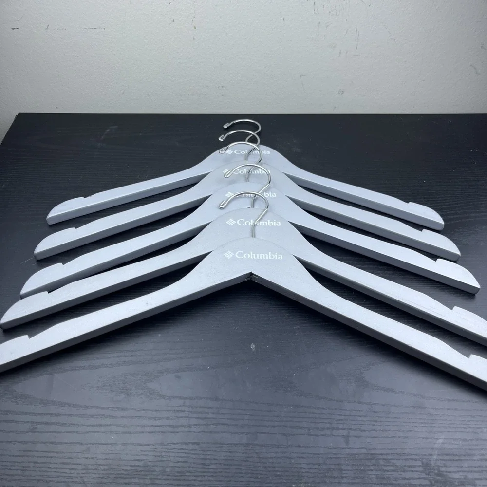 Columbia Sportswear Company Wooden Clothes Hangers Gray Set of 5